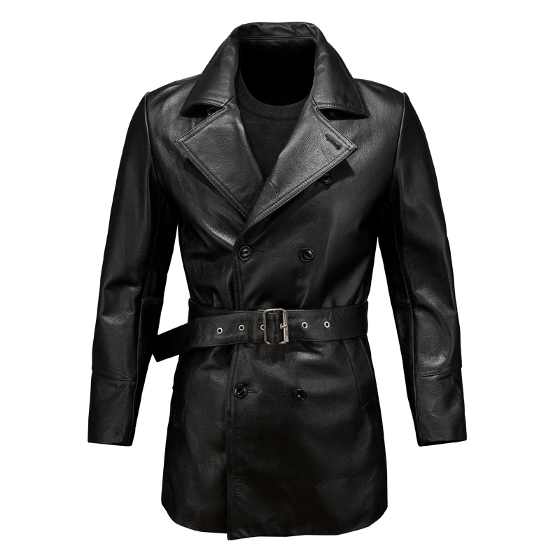 Black Long Autumn Leather Jacket Men Double Breasted Plus Size 5XL Natural Cowhide Casual Style Genuine Leather Coat
Black Long Autumn Leather Jacket Men Double Breasted Plus Size 5XL Natural Cowhide Casual Style Genuine Leather Coat