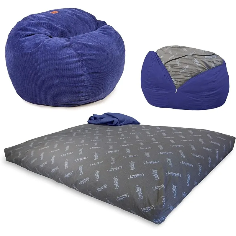 Chenille Bean Bag Chair, Convertible Chair Folds from Bean Bag to Lounger, Navy - Full Size
Chenille Bean Bag Chair, Convertible Chair Folds from Bean Bag to Lounger, Navy - Full Size