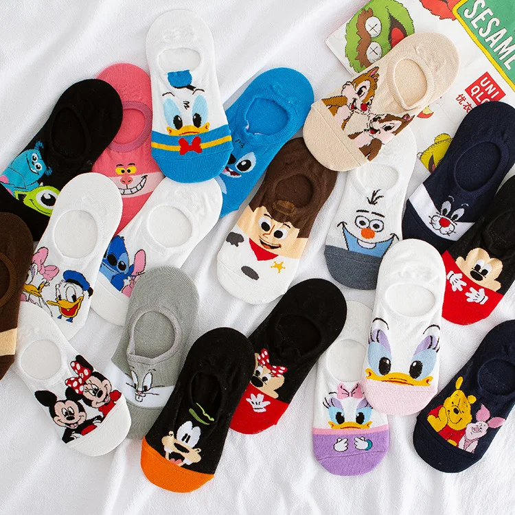 

5 Pairs/Lot summer Casual Cute women Socks animal Cartoon Mouse Duck socks Cotton invisible funny short socks calcetines mujer