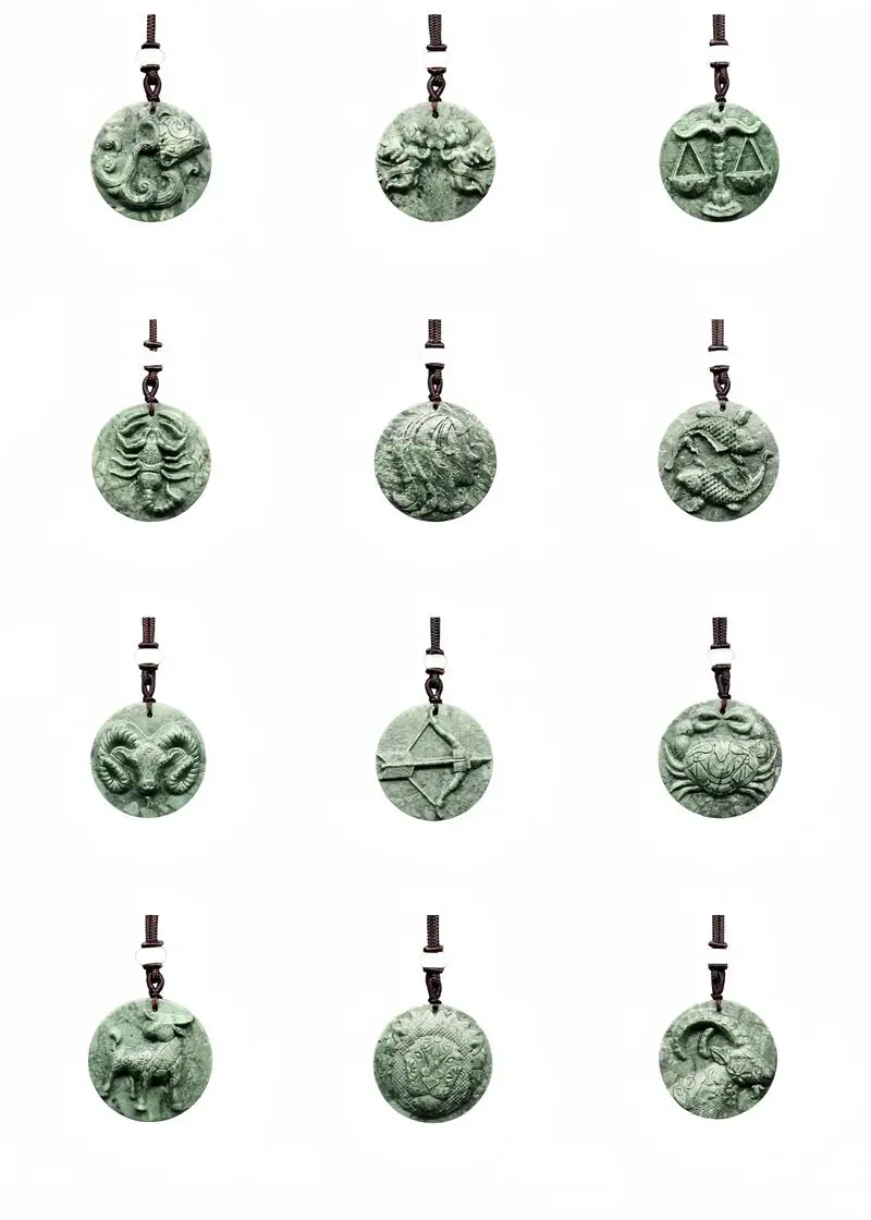

Винтажная подвеска в виде зодиака из нефрита, роскошное ожерелье с натуральным камнем зеленого цвета, дизайнерское Ювелирное Украшение для мужчин, подвеска с китайским драгоценным камнем