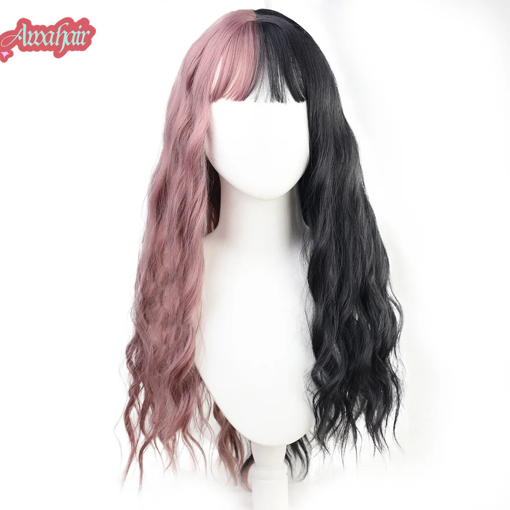 

Awahair Blackpink Small Wavy Wig Synthetic Hair Curly With Bangs Fluffy Long Corn Perm Women‘s Heat-Resistant Natural Cosplay