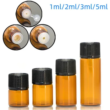 Frascos Recarregáveis Elegantes e Versáteis para Todos os Seus Produtos de Beleza 12 50/100/200PCS/Lot Mini Amber Glass Essential Oil Bottle Empty Refillable Vials Cosmetic Sample Test Tube