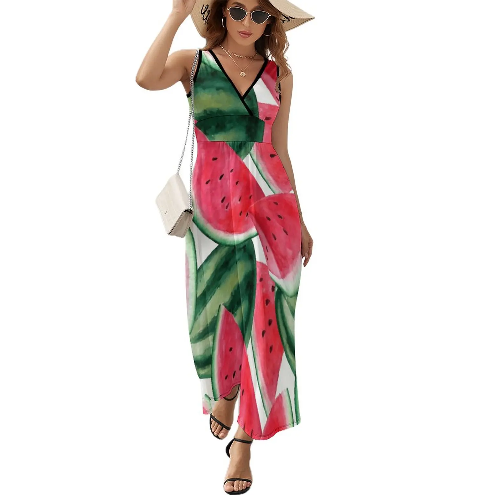 Juicy watermelon. Watercolor Tropical Fruit Sleeveless Dress party dresses woman Female clothing
Juicy watermelon. Watercolor Tropical Fruit Sleeveless Dress party dresses woman Female clothing