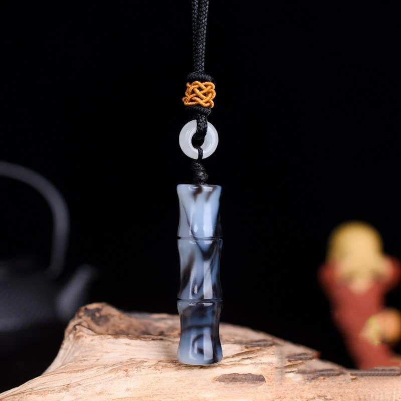 

Blue and White Jade Bamboo Festival Pendant Men's and Women's Festival High Rise Bamboo Newspaper Safe and Versatile Pendant