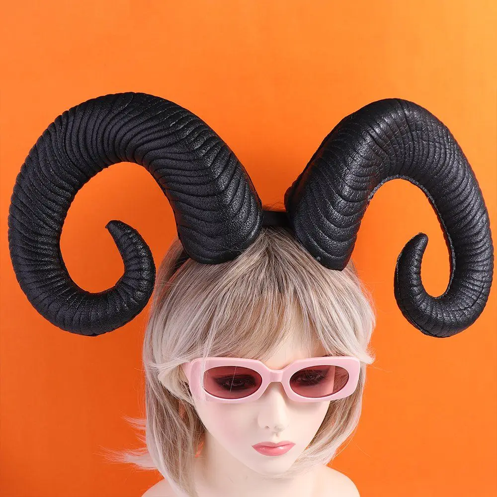 

Pu Halloween Demon Horns Headband Stage Performance Props Headpiece Devil Ox Horn Hairband Cosplay Headband Headwear