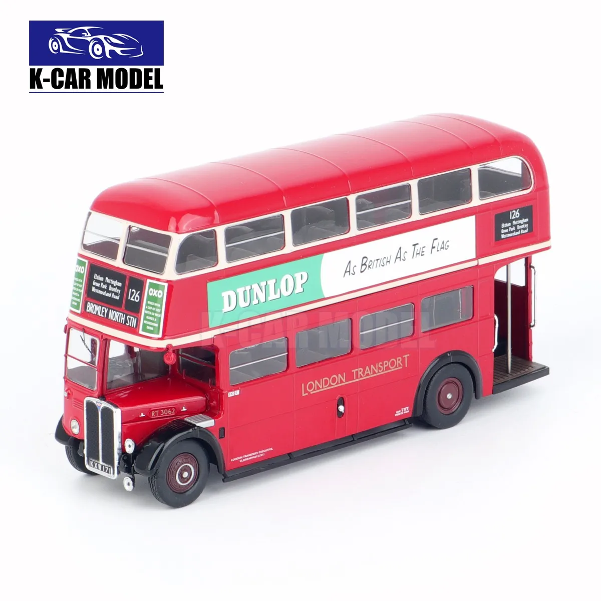 

IXO 1/43 London Transport AEC Regent III RT 1939 Double-decker Bus Model DUNLOP Diecast Car