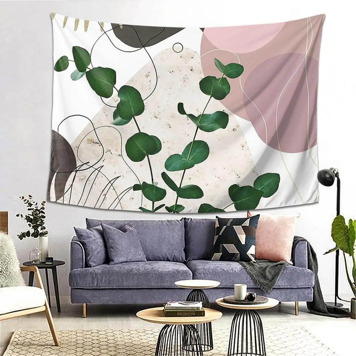

Eucalyptus Fan Palm Finesse Tapestry Decoration Art Aesthetic Tapestries for Living Room Bedroom Decor Home Hippie Wall Hanging