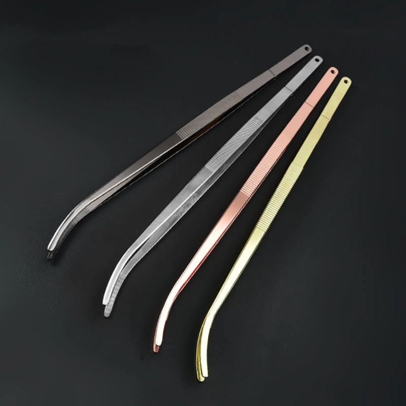 30cm Bent Silver/Copper/Gold/Black Stainless Steel Kitchen & Bar Tweezer Food Tongs Kitchen Cooking Medical Tweezers
30cm Bent Silver/Copper/Gold/Black Stainless Steel Kitchen & Bar Tweezer Food Tongs Kitchen Cooking Medical Tweezers