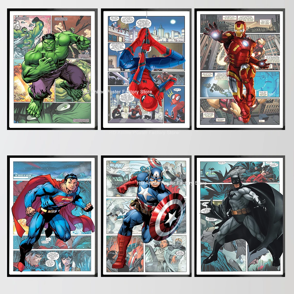 

Disney Marvel Avengers Posters Spiderman Iron Man Captain America Hulk Thor Canvas Painting Superhero Wall Art Living Room Decor