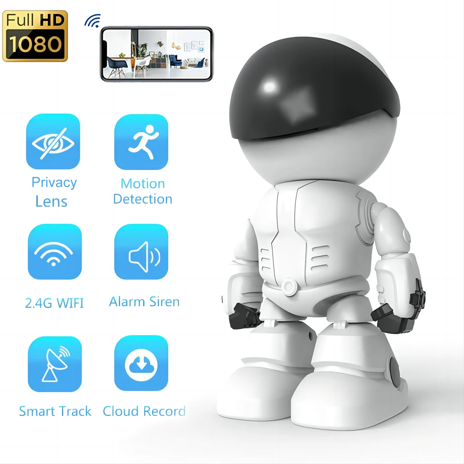 

1080P WiFi Robot Camera Auto Tracking Night Vision Security Protection Camera Indoor Baby Monitor CCTV Wifi Surveillance Camera