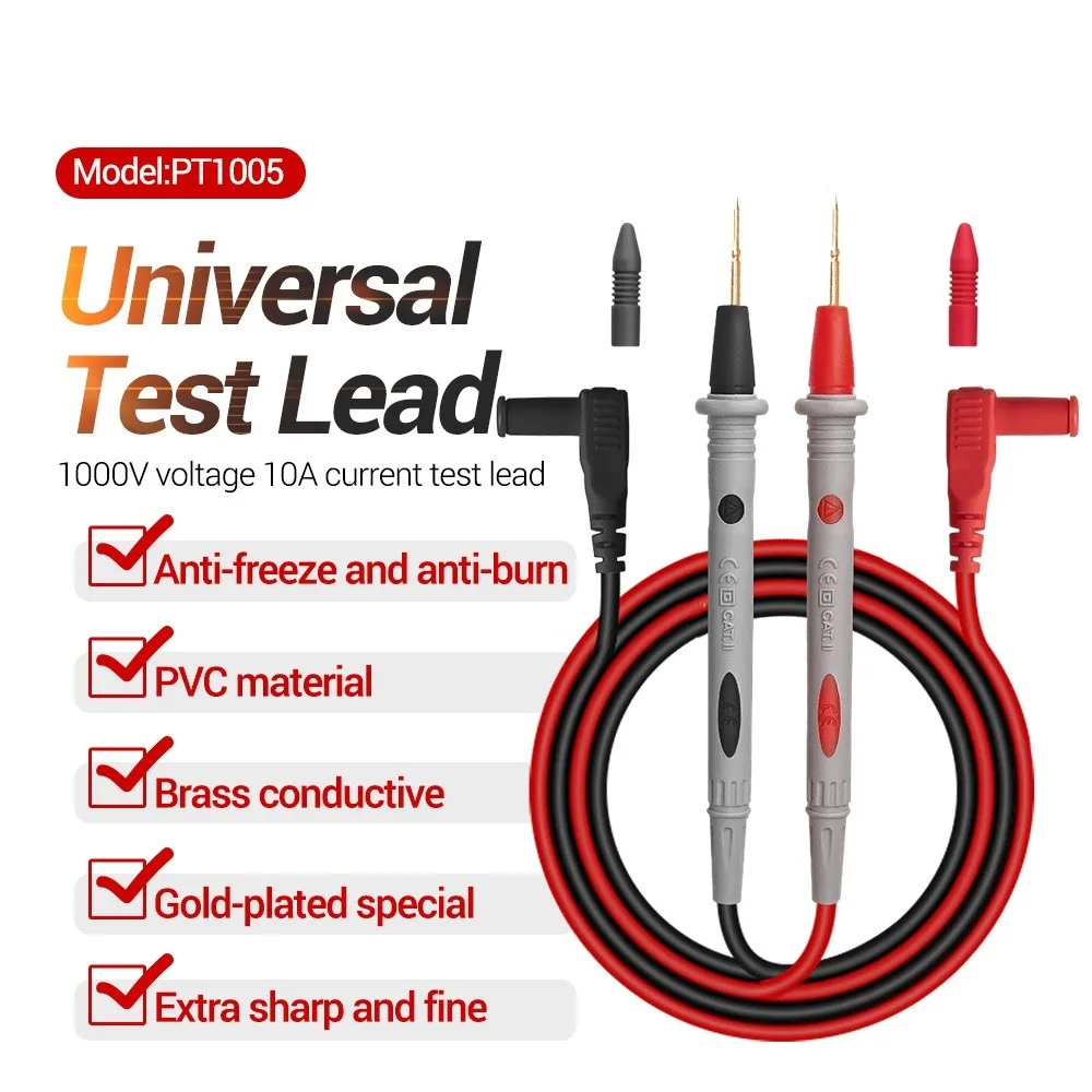 Universal Digital Multimeter Probe Test Leads Pin Needle Tip PT1005-1000V-10A For Digital Multi Meter Tester Lead Probe Wire Pen
Universal Digital Multimeter Probe Test Leads Pin Needle Tip PT1005-1000V-10A For Digital Multi Meter Tester Lead Probe Wire Pen
