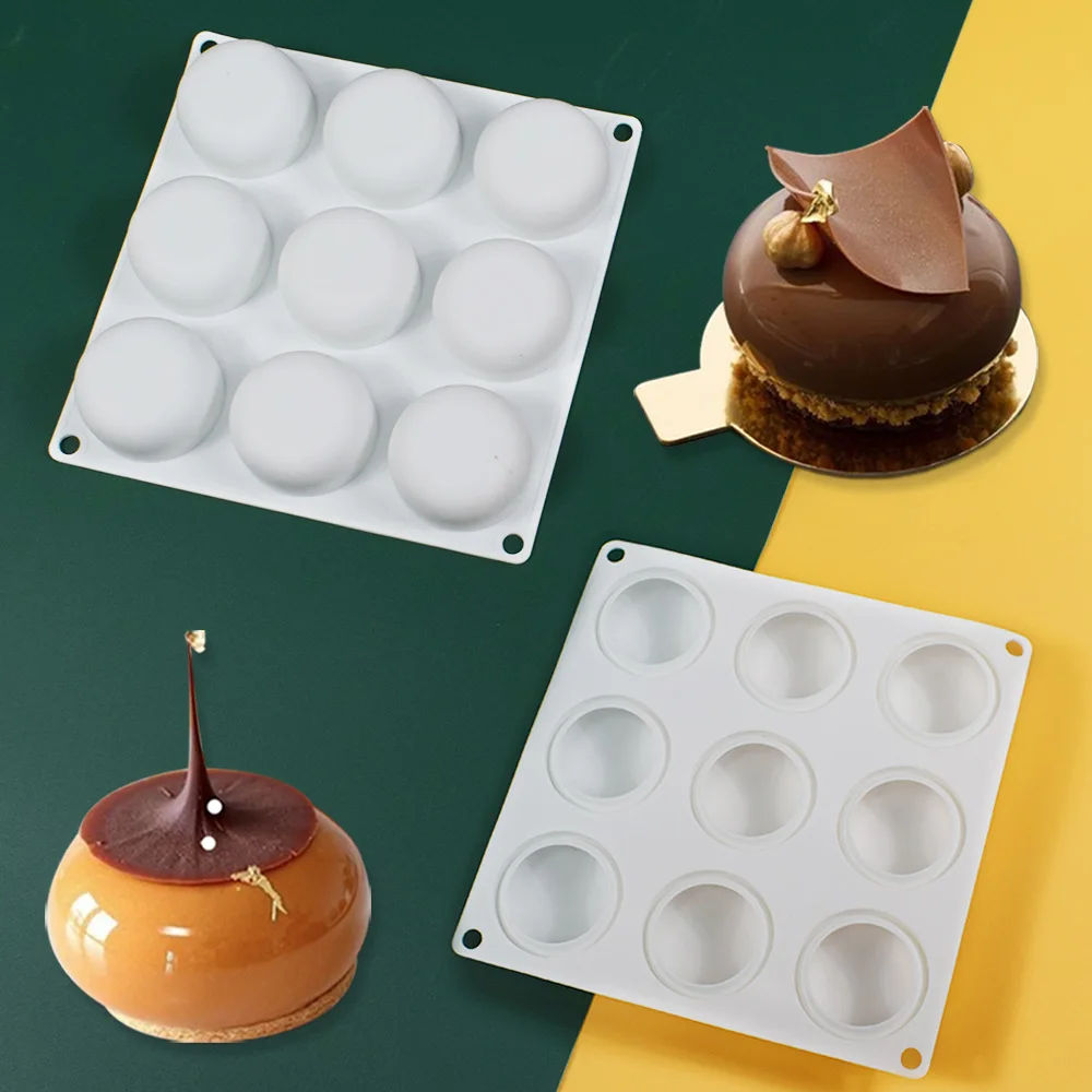 

8 Cavity Flat Round Silicone Cake Mold for DIY Chocolate Mousse Jelly Pudding Pastry Ice Cream Dessert Bread Bakeware Pan Tools