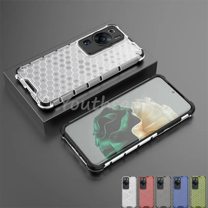 

Honeycomb Shockproof For Huawei P60 Pro Case Armor Huawei P60 Pro Cover Translucent TPU PC Protector For Huawei P60 Pro Case