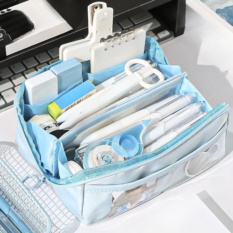 

10 Layers Large Capacity Pencil Bag Multi Grids Pen Case Zipper Pencil Pouch Aesthetic School Korean Stationery School Supplies