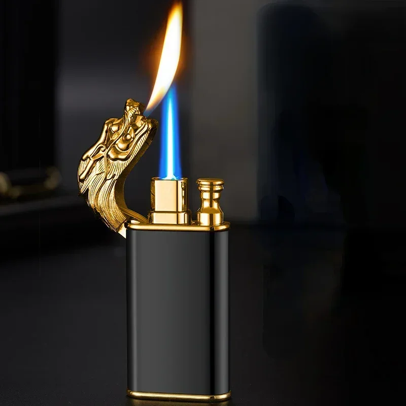 

Dragon Cigarette Lighter Torch Lighter Butane Gas Jet Lighters Metal Smoking Accessories Windproof Flame Men Double Fire Gift