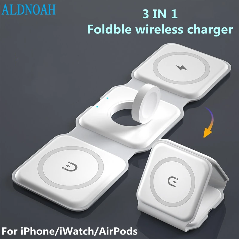3 in 1 Foldable Magnetic Wireless Charger for iPhone 13 12 11 Pro Max X 8 Portable Wireless Charger for Apple Watch 7 6 AirPod 3
3 in 1 Foldable Magnetic Wireless Charger for iPhone 13 12 11 Pro Max X 8 Portable Wireless Charger for Apple Watch 7 6 AirPod 3