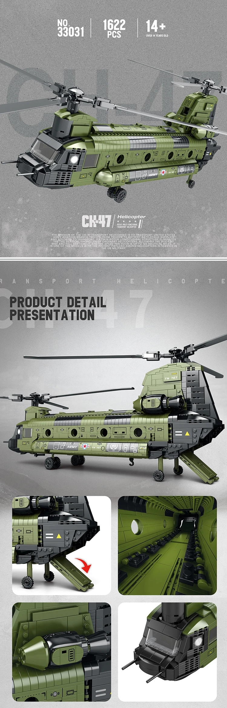 1622PCS CH-47 Chinook Transport Plane Building Blocks Military Armed Helicopter Fighter Model Bricks Kids Toys Christmas Gifts 1622PCS CH-47 Chinook Transport Plane Building Blocks Military Armed Helicopter Fighter Model Bricks Kids Toys Christmas Gifts