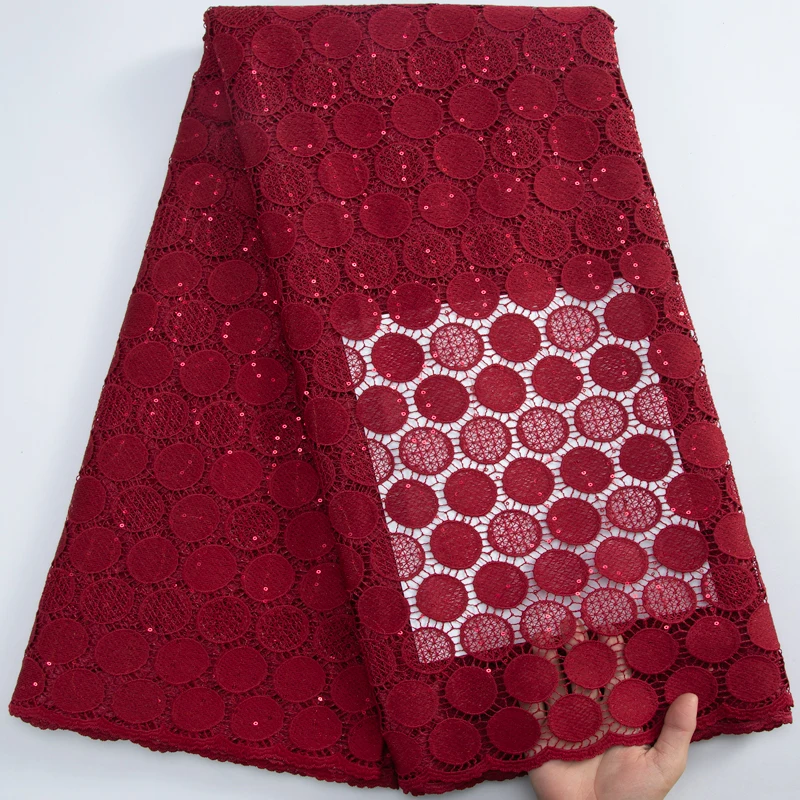Wine Red Nigeria Cord Lace Fabrics 2023 High Quality Holes African Water Soluble Sequins Lace Fabric For Wedding Party Y3205
Wine Red Nigeria Cord Lace Fabrics 2023 High Quality Holes African Water Soluble Sequins Lace Fabric For Wedding Party Y3205