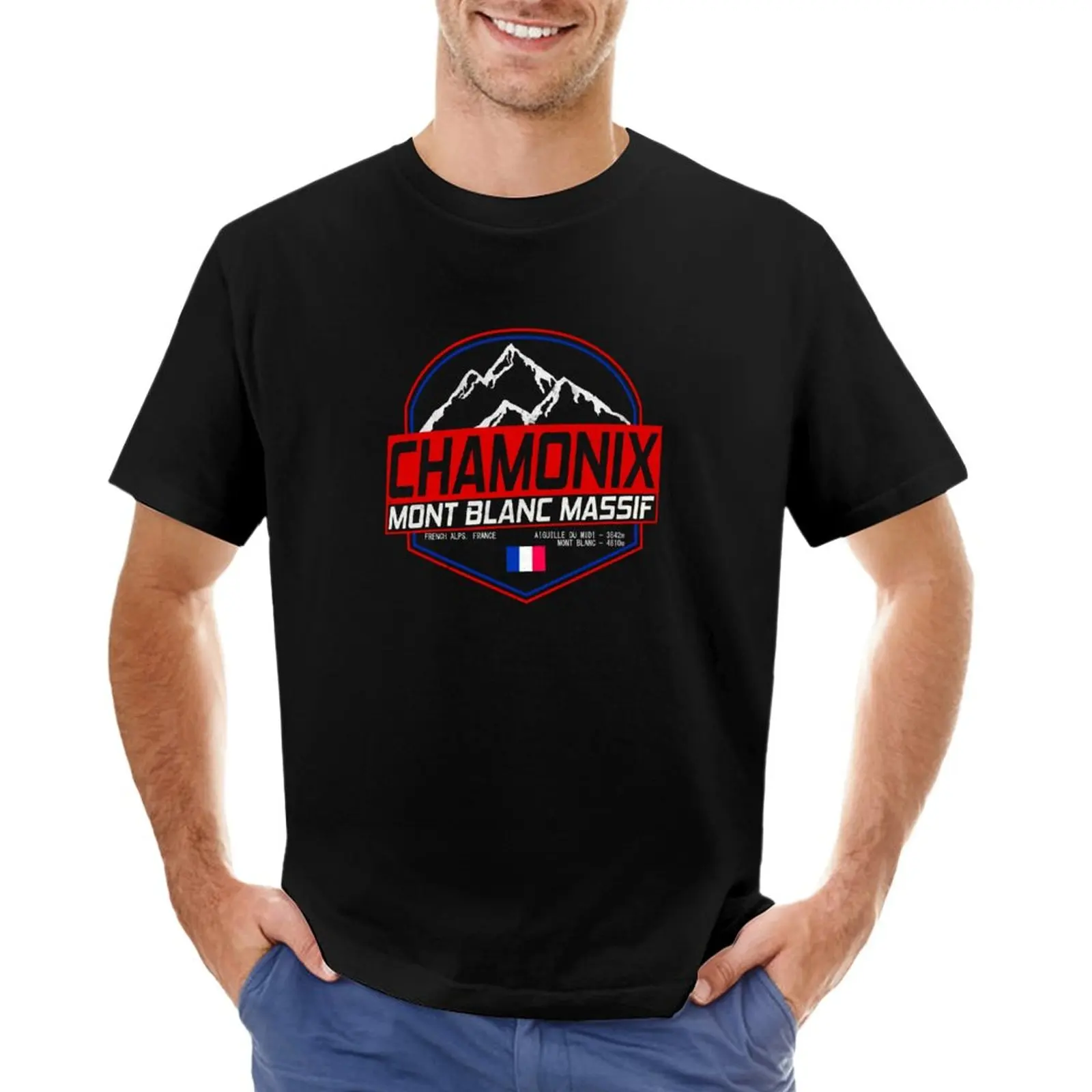 

Retro Ski Chamonix Mont Blanc France Skiing and Mountain Biking Paradise T-Shirt Short sleeve tops black t shirts for men