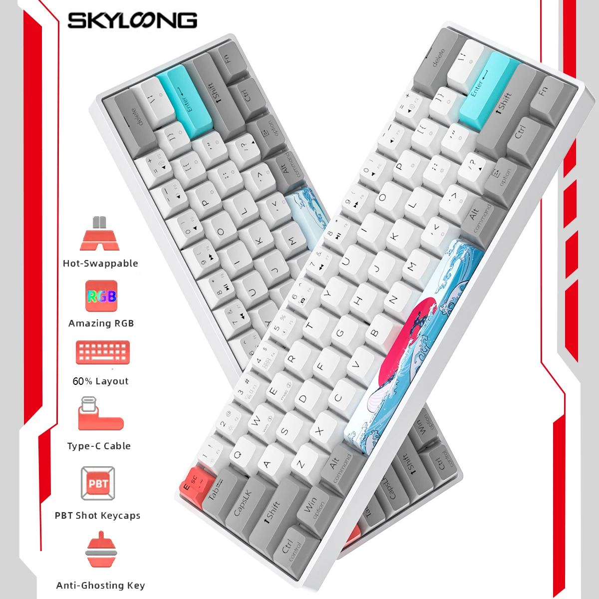 Новая Механическая игровая клавиатура SKYLOONG, проводная игровая клавиатура с Rgb подсветкой, клавиатура Type-C PBT с колпачками для клавиш 60%, портативная эргономичная клавиатура
Новая Механическая игровая клавиатура SKYLOONG, проводная игровая клавиатура с Rgb подсветкой, клавиатура Type-C PBT с колпачками для клавиш 60%, портативная эргономичная клавиатура