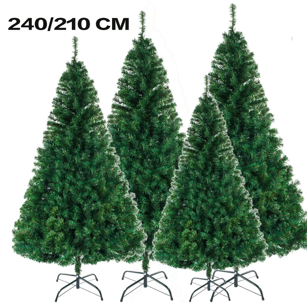 

240/210/180cm Artificial Christmas Tree 8ft/6ft/5.5ft Snowy Flocked Xmas Tree Ready To Use Artificial Christmas Tree With Metal
