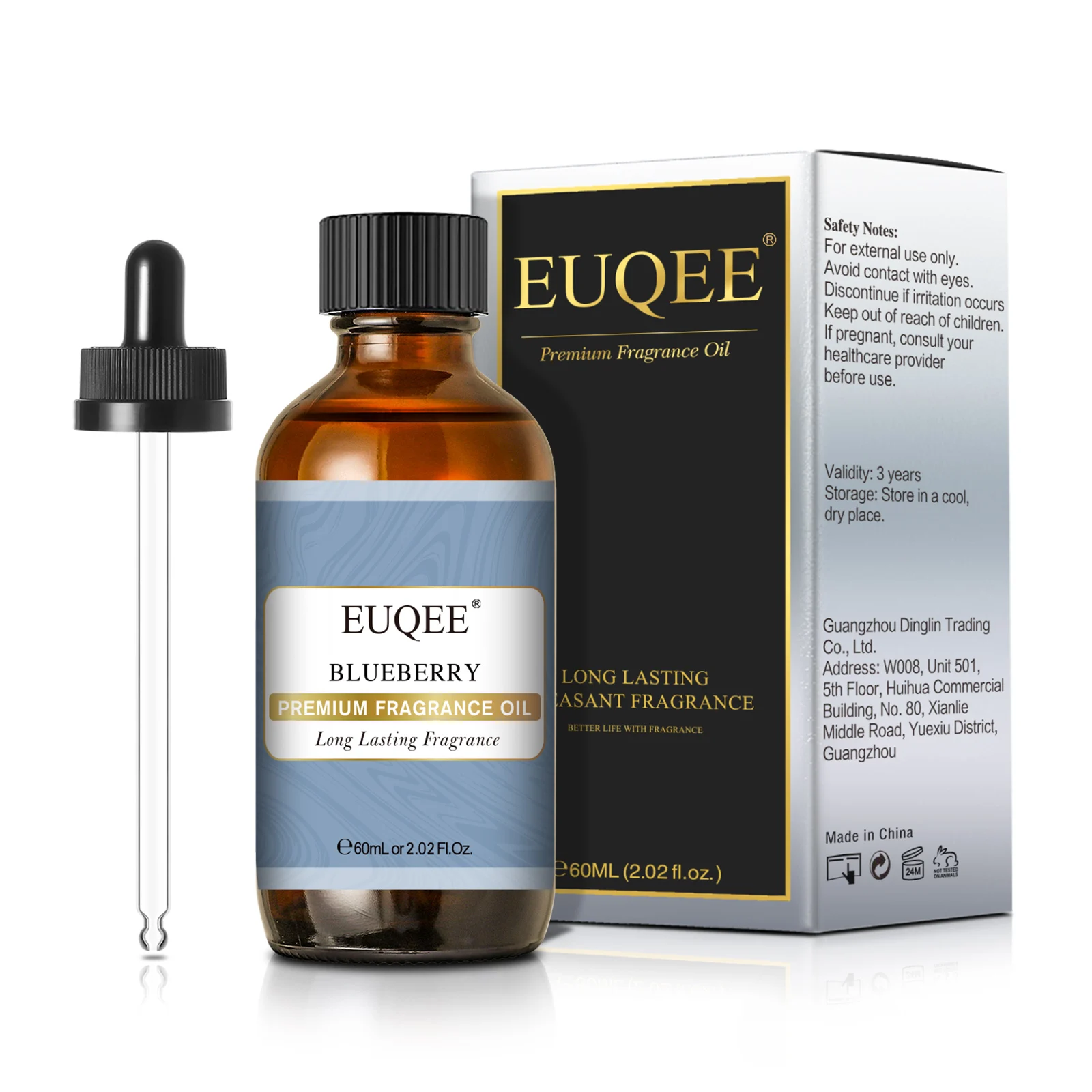 

EUQEE 60ml Blueberry Fragrance Oils with Glass Dropper for Diffuser Candle & Soap Making Sweet Orange Lemon Fruit Essential Oil