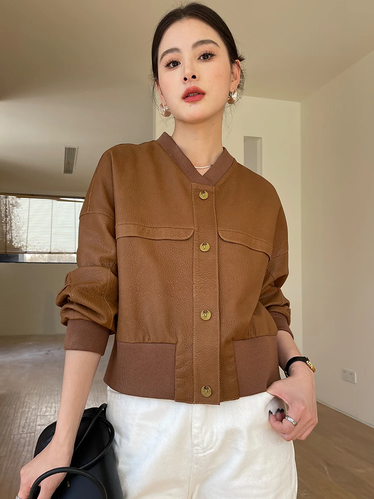 High-end Casual Short Natural Sheepskin Coats Women Spring Autumn 2024 New Trend Simple Stand Collar Genuine Leather Jacket
High-end Casual Short Natural Sheepskin Coats Women Spring Autumn 2024 New Trend Simple Stand Collar Genuine Leather Jacket
