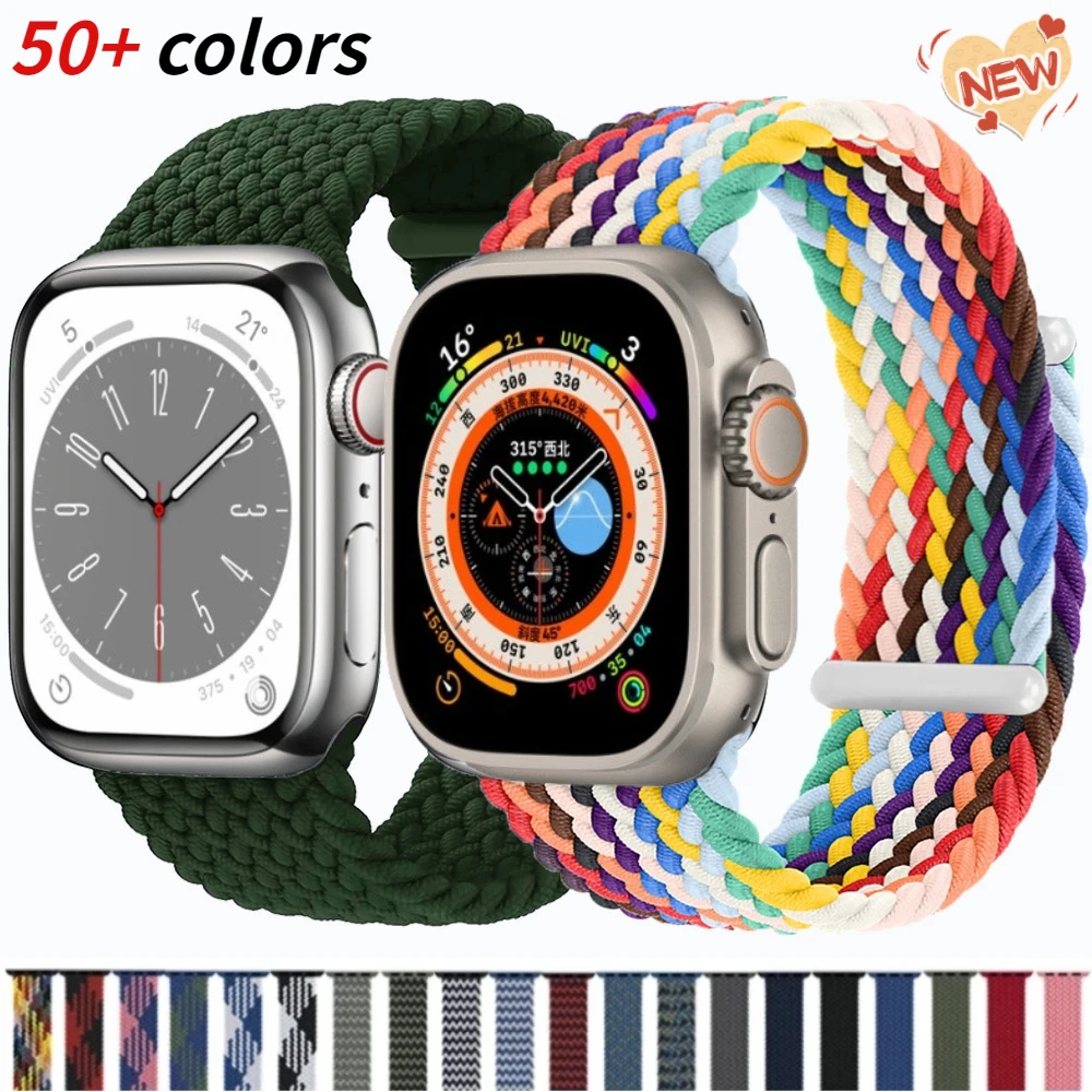 

Nylon braided solo loop For Apple watch band ultra/2 49mm 9 8 7 6 5 4 SE 45mm 41mm 44mm 40mm Elastic Strap iWatch 3 2 42mm 38mm