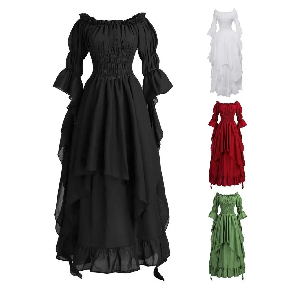 Women Slim Fit Dress Elegant Gothic Princess Maxi Dress with Off Shoulder Design Long Horn Sleeves Irregular for Renaissance
Women Slim Fit Dress Elegant Gothic Princess Maxi Dress with Off Shoulder Design Long Horn Sleeves Irregular for Renaissance