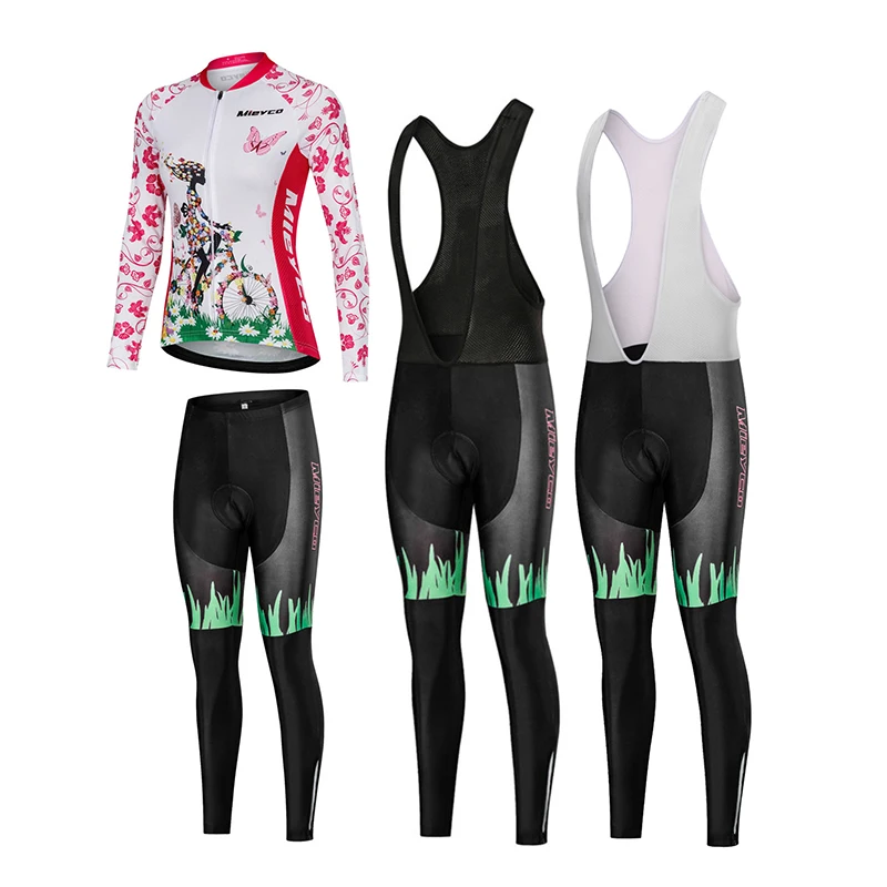 

Women Cycling Jersey Breathable Long Sleeve Clothes Ropa Ciclismo Bicycle Sportswear Bike Quick Dry Cycle Clothing Bib Short Pad