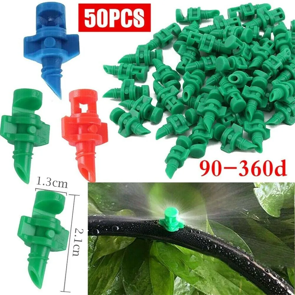 

50Pcs Micro Nozzle Sprinkler Garden Lawn Irrigation 90°/180°/360° Refraction Sprinkler Nozzle Yard Greenhouse Watering Spray