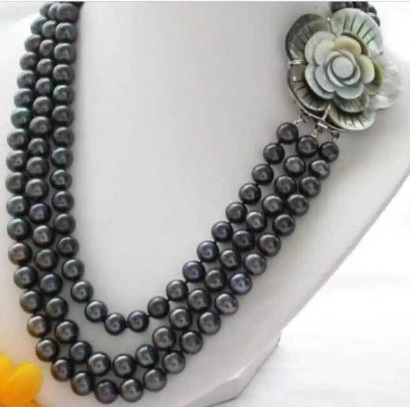 triple strands natural 8-9mm tahitian black pearl necklace 18-20inch NEW
triple strands natural 8-9mm tahitian black pearl necklace 18-20inch NEW