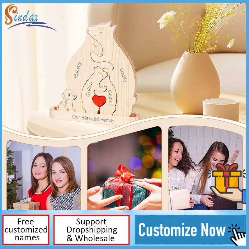 Free Engraving DIY Bear Family Puzzle First Birthday Decoration Personalized Birthday Gift Home Wooden Figurines Customized Name
Free Engraving DIY Bear Family Puzzle First Birthday Decoration Personalized Birthday Gift Home Wooden Figurines Customized Name