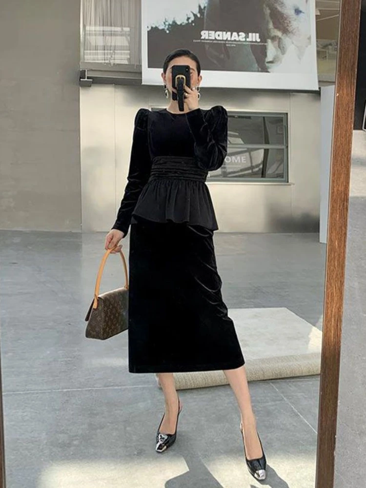 

Autumn 2022 New Light Luxury High Class Imperial Sister Temperament Foreign Hepburn French Style Black Patch Dress