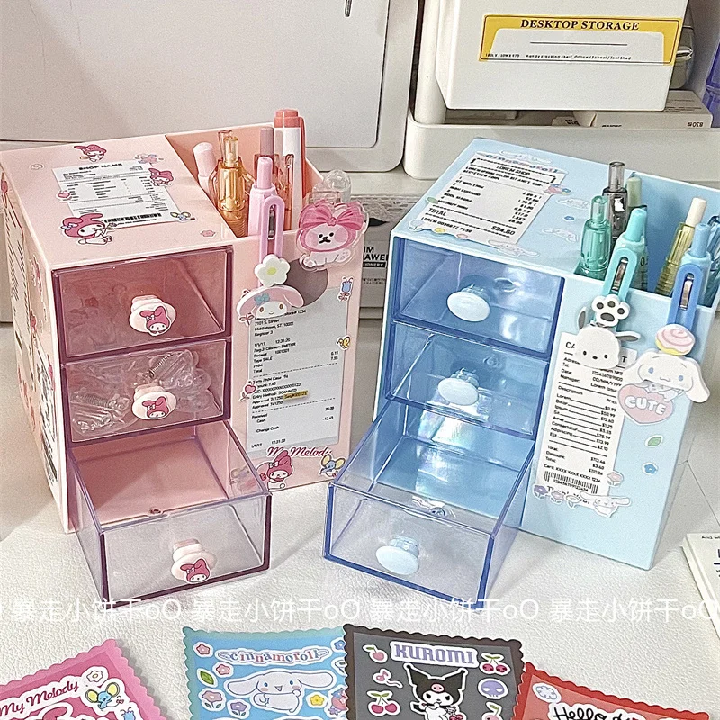 Cute three-compartment drawer DIY storage box Kuromi Cinnamon Dog creative pen holder student desktop stationery storage
Cute three-compartment drawer DIY storage box Kuromi Cinnamon Dog creative pen holder student desktop stationery storage