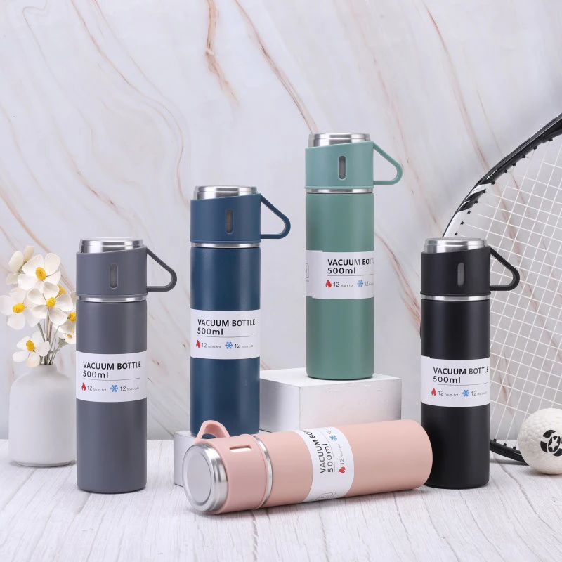 

500ML 304 Stainless Steel Vacuum Insulated Bottle Gift Set Office Business Style Coffee Mug Thermos Bottle Portable Flask Carafe