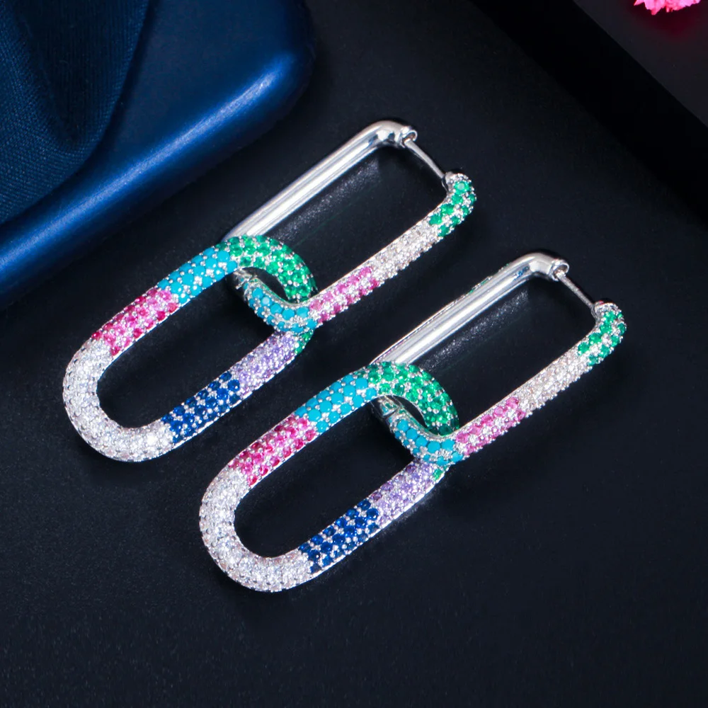 CWWZircons Gold Plated Geometric Dangle Dropping CZ Rectangle Charm Long Hoop Earrings for Women Luxury Wedding Jewelry CZ837
CWWZircons Gold Plated Geometric Dangle Dropping CZ Rectangle Charm Long Hoop Earrings for Women Luxury Wedding Jewelry CZ837
