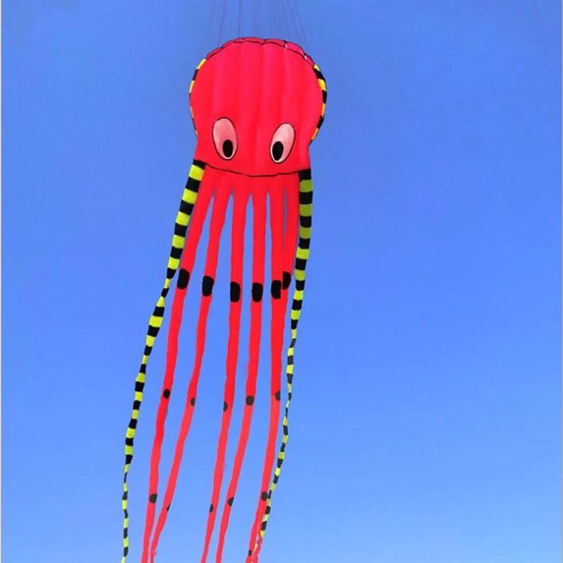 

free shipping 8m large octopus kites for adults kite flying reel ripstop nylon fabric kevlar line professional kite inflatable