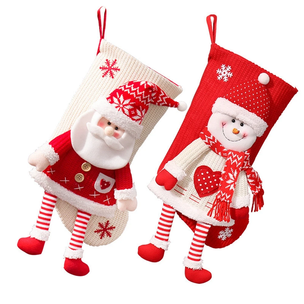 

Вязаная Рождественская сумка для чулок, для пожилых людей, снеговик, подарочные пакеты для конфет, на Рождество, для детей