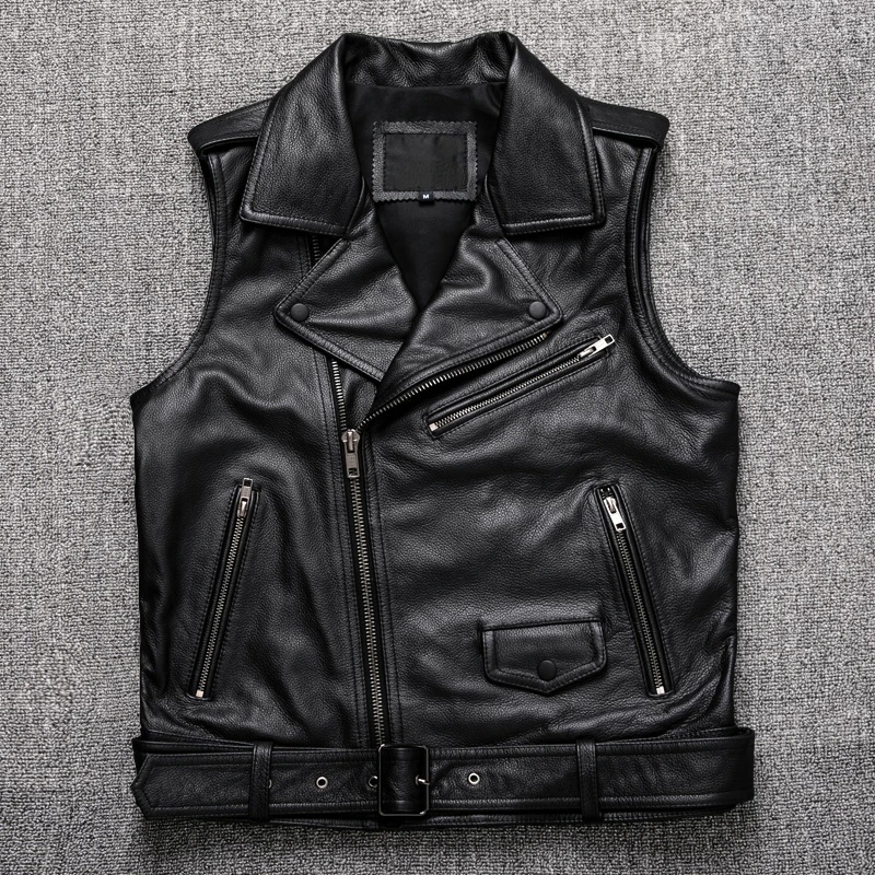 New Black Motorcycle Biker Leather Vest Men Genuine Leather Oblique zipper Sleeveless Jackets High Quality Cowhide Vests
New Black Motorcycle Biker Leather Vest Men Genuine Leather Oblique zipper Sleeveless Jackets High Quality Cowhide Vests