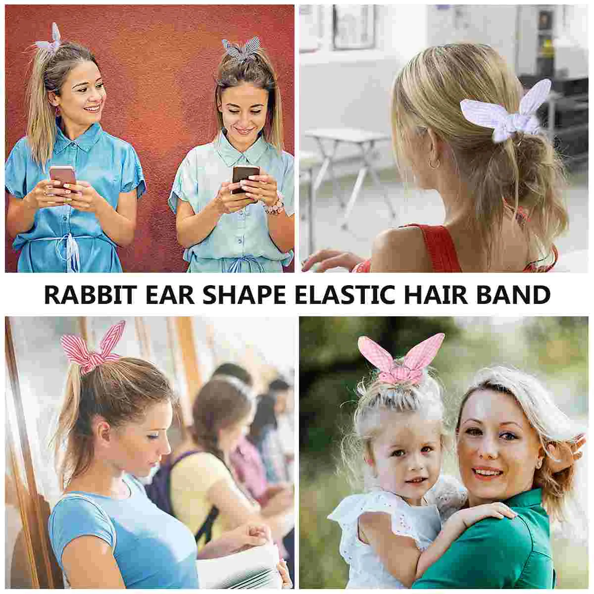 

8 Bow Scrunchies Ponytail Holder Hair Ties Ropes Rabbit Bunny Ear BowKnot Scrunchies Hair Accessories