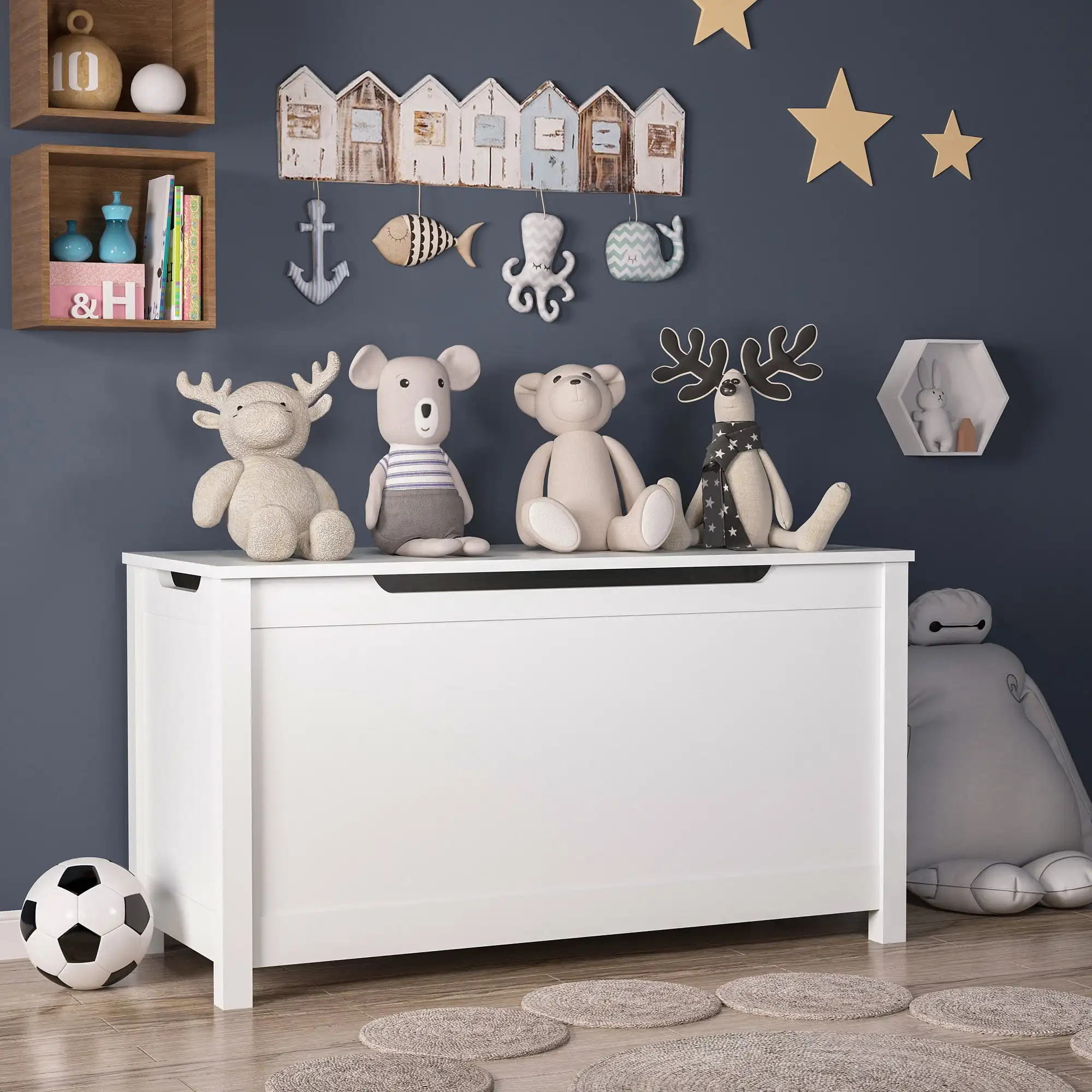 Storage Space Durable and Lightweight Toy Chest Wooden Storage Bench Large Storage Trunk for Kids with Safety Hinged - White
Storage Space Durable and Lightweight Toy Chest Wooden Storage Bench Large Storage Trunk for Kids with Safety Hinged - White