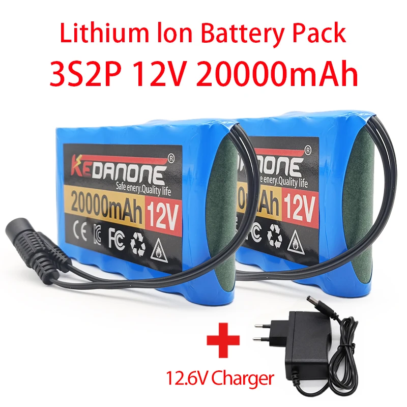 

Rechargeable CCTV, Camera Monitor Replacement Battery 3S2P 12V 20000mah 18650 Original Lithium Ion Battery DC +12.6V Charger