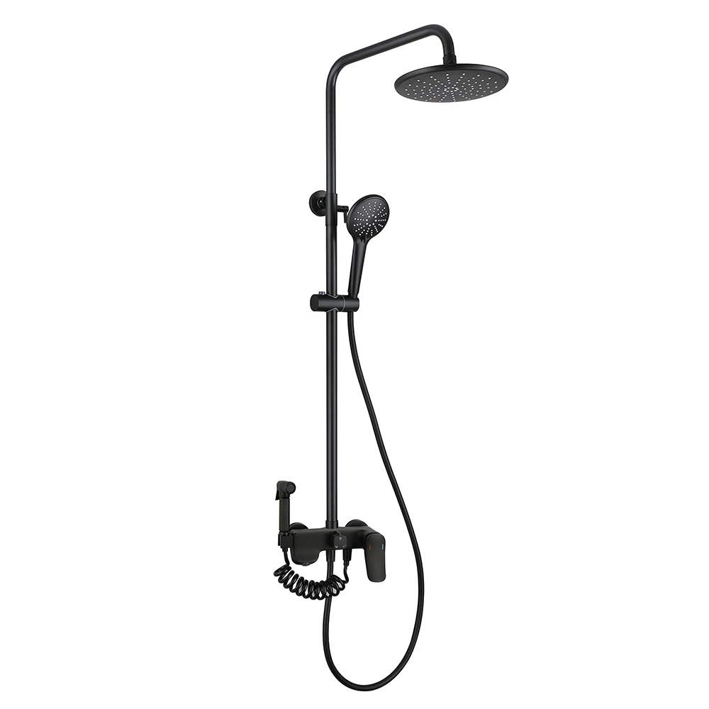 

SKOWLL Shower Faucet Wall Mounted Tub Spout Shower Fixture Bathroom Shower Mixer Set with Handheld Sprayer, Matte Black XY-7115