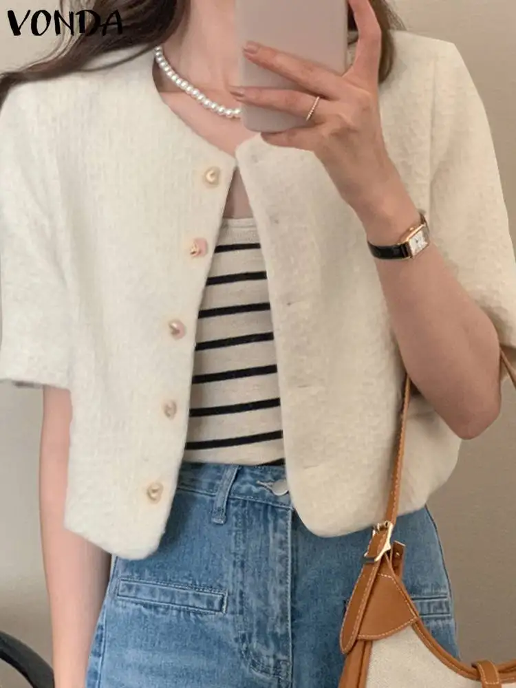 Женский блейзер, элегантные пальто 2023 VONDA, пикантные костюмы с коротким рукавом, модная уличная одежда, повседневная короткая верхняя одежда, офисный Блейзер, мешковатый
Женский блейзер, элегантные пальто 2023 VONDA, пикантные костюмы с коротким рукавом, модная уличная одежда, повседневная короткая верхняя одежда, офисный Блейзер, мешковатый