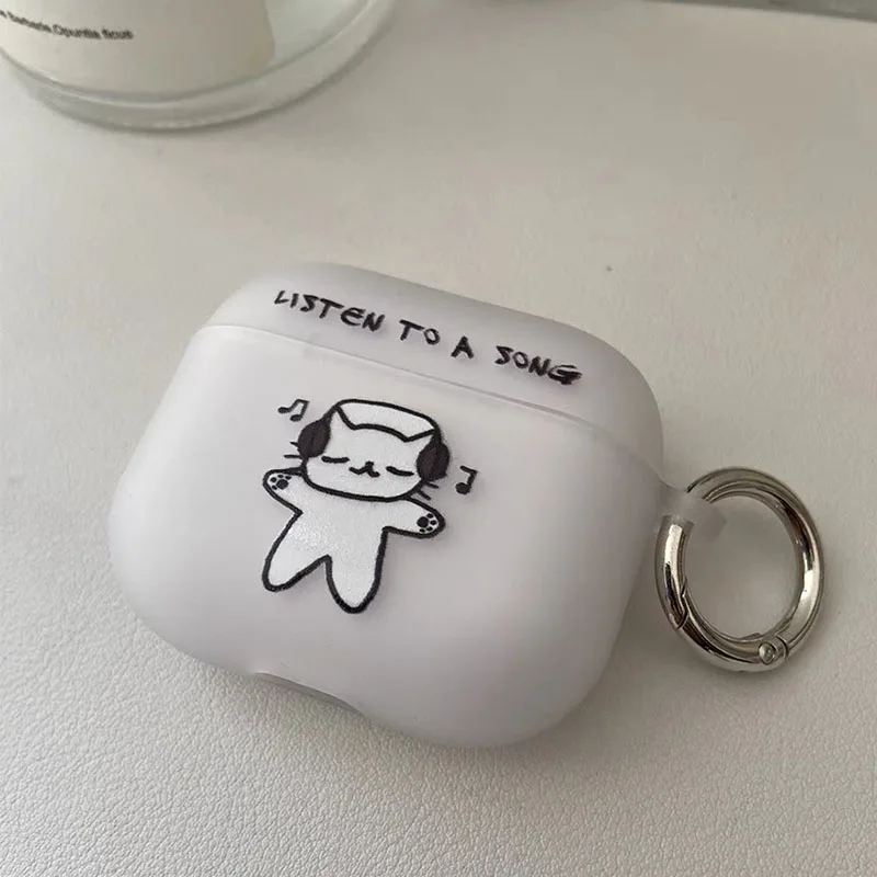 

Korean Cartoon Cute Cat Airpod Case for AirPods 1 2 3 Pro 2 AirPod Airpods Pro Case Clear TPU Air Pod Cover With Keychain funda