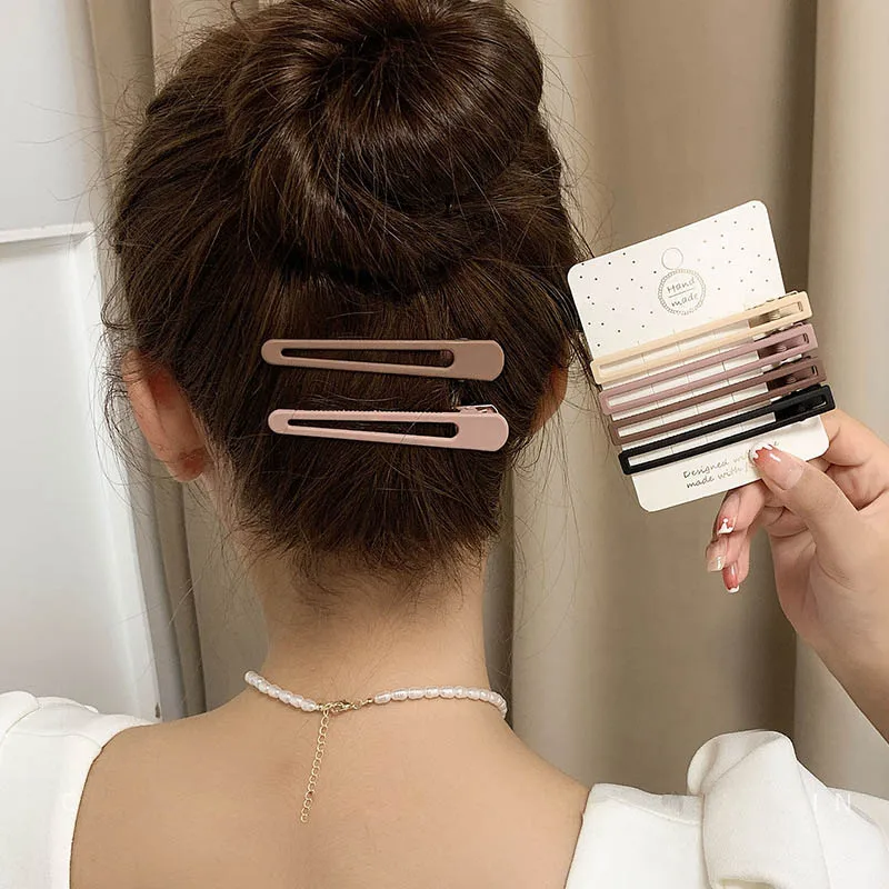 

4PC/Set Woman Korean Style Milk Tea Coffee Color Hairpins Girls Fashion Bangclip Makeup Hair Clips Hairgrip Barrettes Accessorie