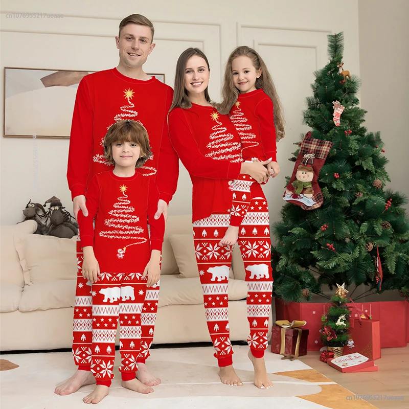 

New Year's Christmas Matching Family Pajamas 2024 Mother Father Kids Baby Boy Girl Outfits Pyjamas Xmas Family Look Clothes Set