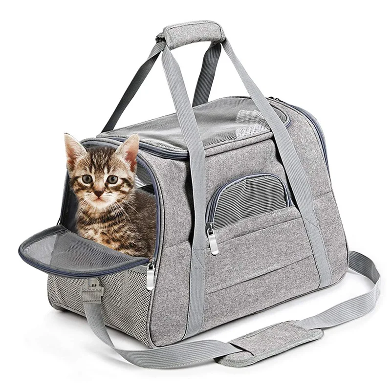 

Soft Pet Carriers Portable Breathable Foldable Bag Cat Dog Carrier Bags Outgoing Travel Pets Handbag with Locking Safety Zippers