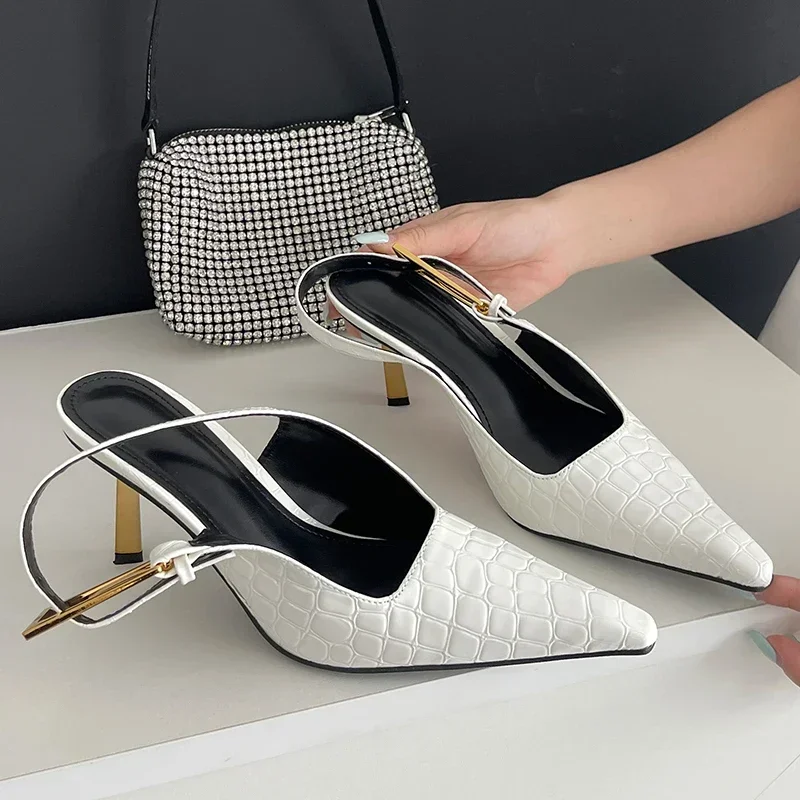 Patent Leather Green Women Pumps Sexy Pointed Toe Metal Buckle Strap Thin High Heels Summer Elegant Slingbacks Heeled Sandals 43 S1723cb6941f84334bb1f5a0d1d6da7c9k